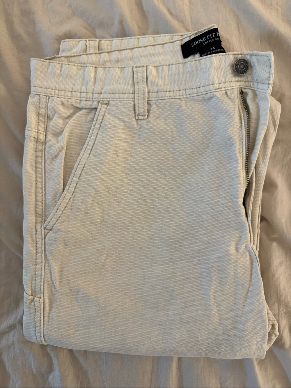 Cotton On Loose-Fit Pants in Off-White
